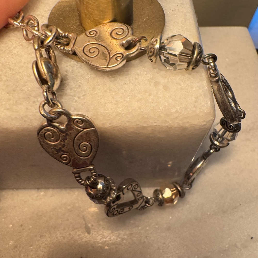 Brighton Heartland silver plated bracelet with intricate hearts and crystals